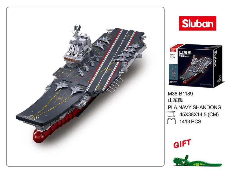 Sluban B1189 AIRCRAFT CARRIER SHANDONG 1/450 SCALE 1413PCS C4