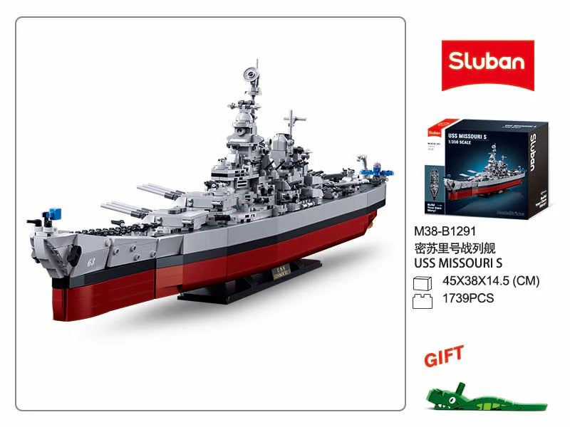 Sluban B1291 MB USS MISSOURI SCALE 1:350 1739 PCS