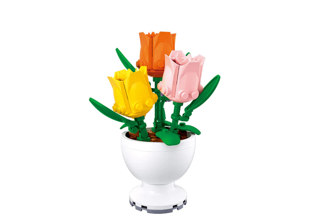 Sluban B 1077 F Potted Plants Lifelike Flowers CDU 6 Assorted