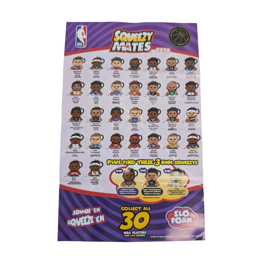 SQUEEZYMATES 2026 NBA 2.5 Inch Blind Packs Assorted