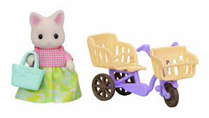 Sylvanian Families 5680 Floral Cat Mom and Bicycle