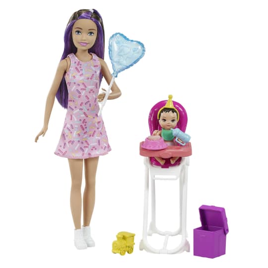 Barbie Skipper Babysitters Playset - Birthday (Purple Hair)