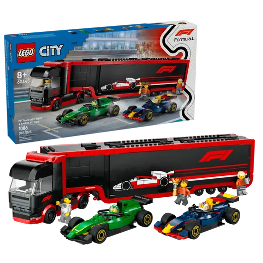 LEGO 60445 City F1 Truck with RB20 & AMR24 F1 Cars