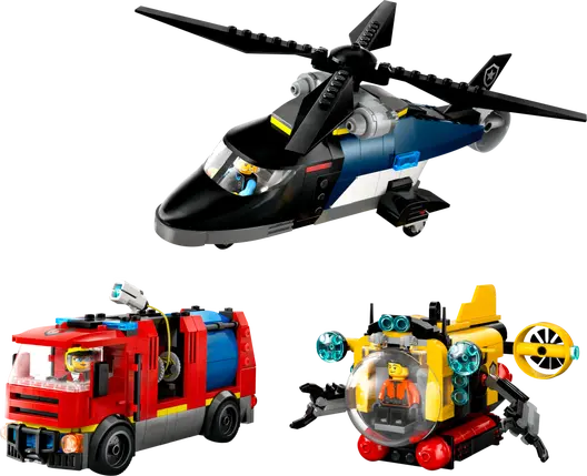 LEGO 60462 City Helicopter, Fire Truck & Submarine Remix