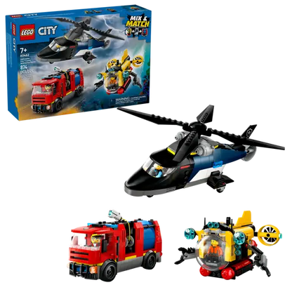 LEGO 60462 City Helicopter, Fire Truck & Submarine Remix