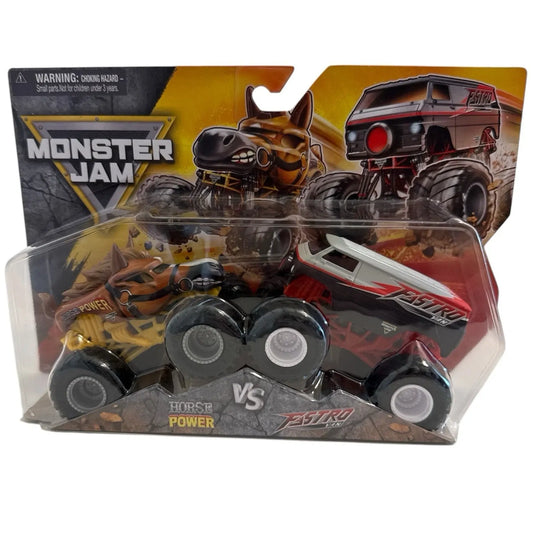 Monster Jam Horse Power Vs Fastro Van 1:64 Scale Diecast Toy Truck 2pk