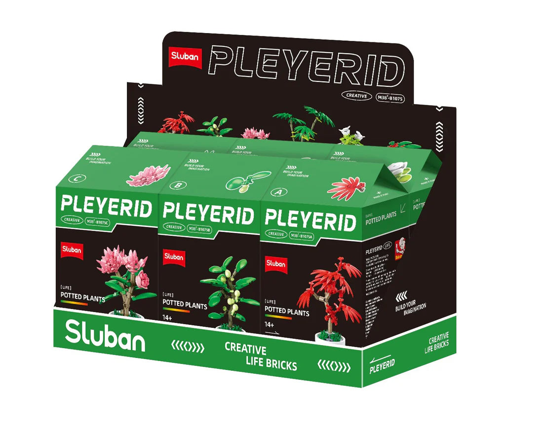 Sluban B 1075 Potted Plants Lifelike Flowers CDU 6 Assorted