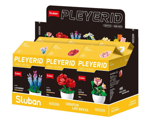 Sluban B 1077 F Potted Plants Lifelike Flowers CDU 6 Assorted