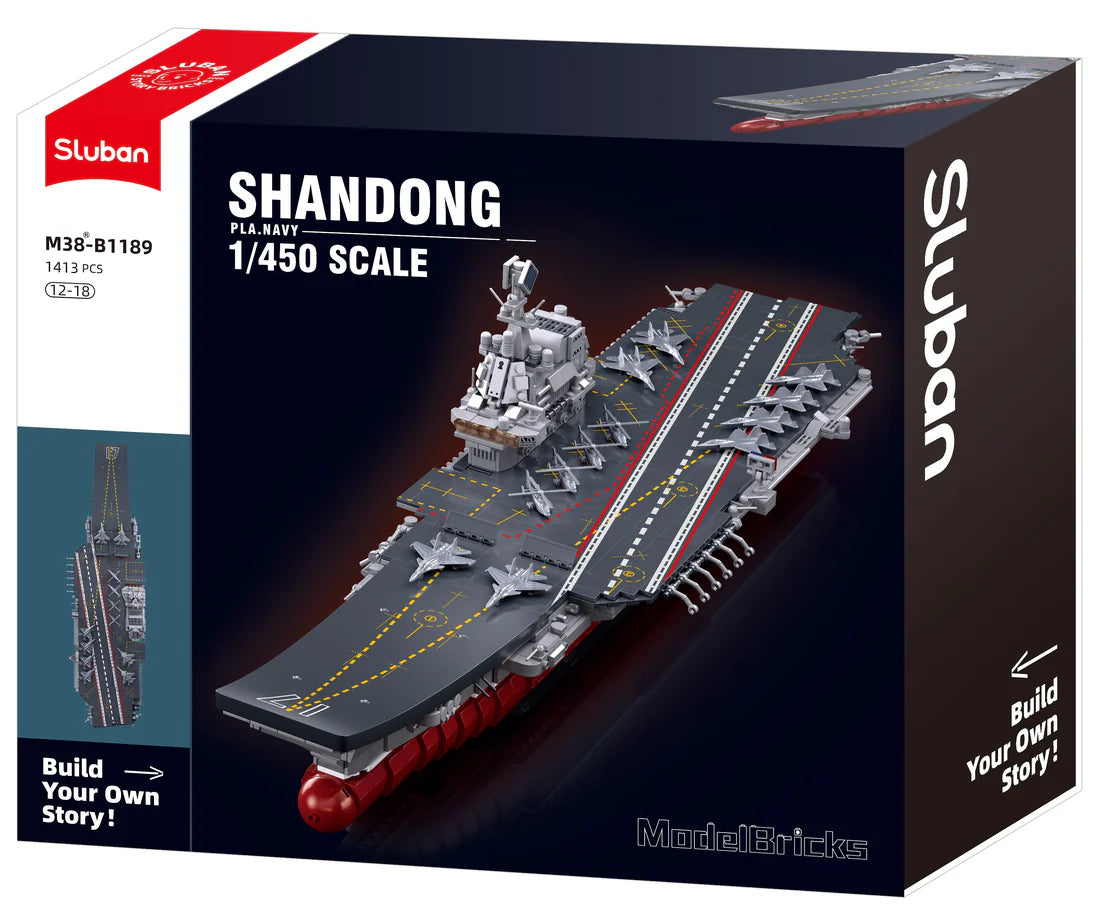 Sluban B1189 AIRCRAFT CARRIER SHANDONG 1/450 SCALE 1413PCS C4