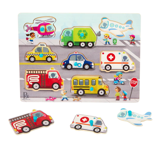 Peek & Explore - Vehicles Peg Puzzle