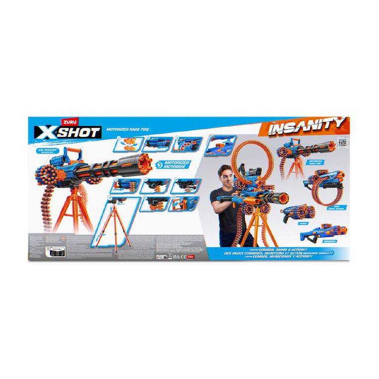 Zuru X Shot Insanity Motorized Rage Fire Gatlin Blaster