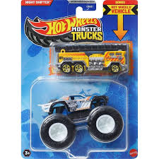 Hot Wheels Monster Trucks Diecast Car [Includes Crushed Die-Cast Car] Assorted