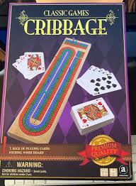 Cribbage Ambassador Classic Games Playing Cards Folding Wood Board