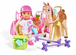 Evi Love Holiday Fun Horse Farm with Horse and Obstacles Cleaning Area and Accessories, Dress-up Doll, 12 cm, for Children from 3 Years