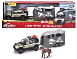 Majorette - Land Rover Defender with Horse Trailer - High Quality Model Team with Toy Horse, Light, Sound, Many Functions, for Collectors and Children from 3 Years
