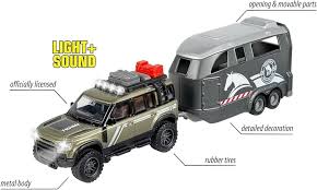 Majorette - Land Rover Defender with Horse Trailer - High Quality Model Team with Toy Horse, Light, Sound, Many Functions, for Collectors and Children from 3 Years