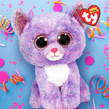 TY BEANIES BOO CASSIDY LAVENDER CAT, 15CM