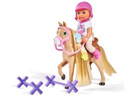 Evi Love Holiday Fun Horse Farm with Horse and Obstacles Cleaning Area and Accessories, Dress-up Doll, 12 cm, for Children from 3 Years