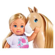 Evi Love Holiday Fun Horse Farm with Horse and Obstacles Cleaning Area and Accessories, Dress-up Doll, 12 cm, for Children from 3 Years