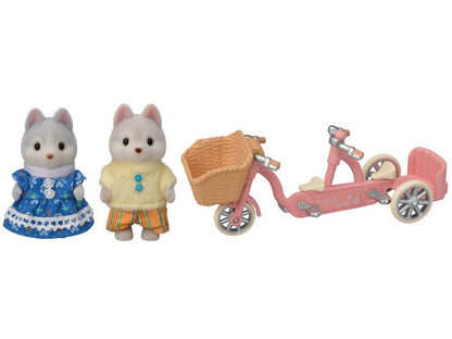 SYLVANIAN FAMILIES TANDEM CYCLING SET HUSKY SISTER & BROTHER 5637